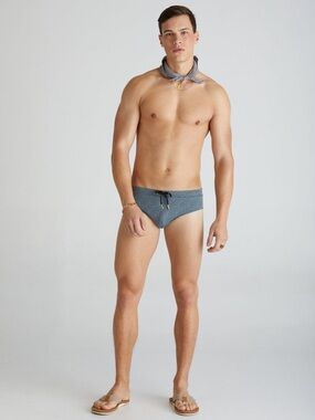 Aqua Blu Multi Grey Spot Print Racer Briefs Size S